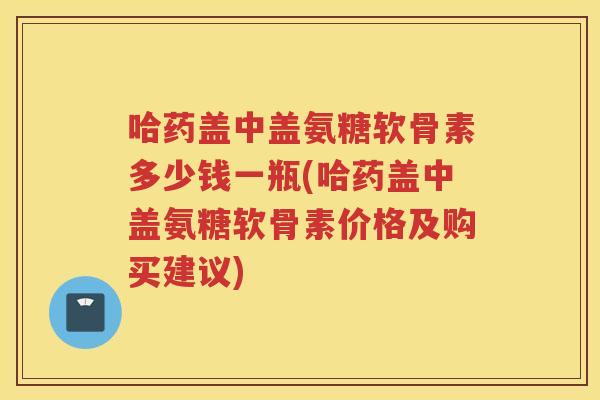 哈药盖中盖氨糖软骨素多少钱一瓶(哈药盖中盖氨糖软骨素价格及购买建议)