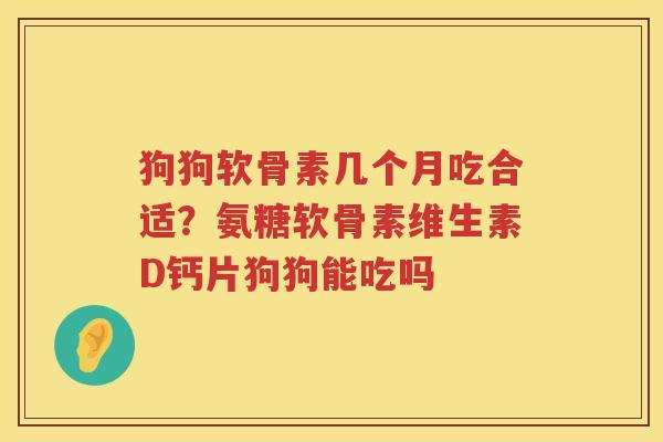 狗狗软骨素几个月吃合适？氨糖软骨素维生素D钙片狗狗能吃吗