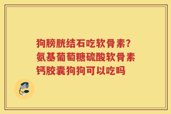 狗膀胱结石吃软骨素?氨基葡萄糖硫酸软骨素钙胶囊狗狗可以吃吗 狗膀胱结石吃软骨素?氨基葡萄糖硫酸软骨素钙胶囊狗狗可以吃吗