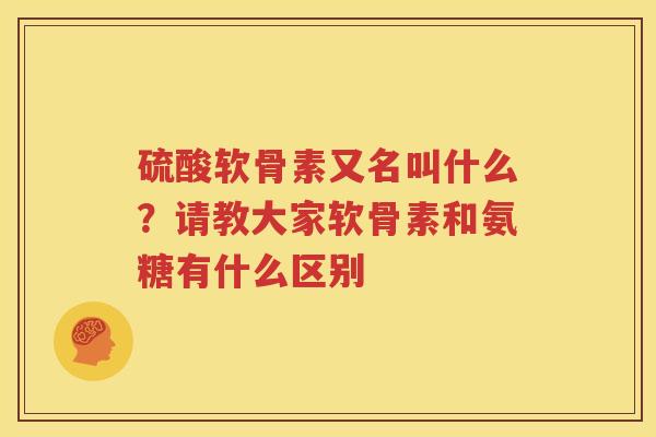 硫酸软骨素又名叫什么?请教大家软骨素和氨糖有什么区别 硫酸软骨素又名叫什么?请教大家软骨素和氨糖有什么区别