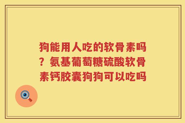 狗能用人吃的软骨素吗?氨基葡萄糖硫酸软骨素钙胶囊狗狗可以吃吗 狗能用人吃的软骨素吗?氨基葡萄糖硫酸软骨素钙胶囊狗狗可以吃吗