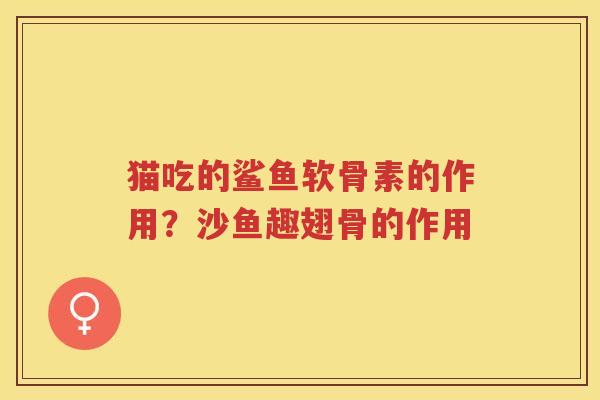 猫吃的鲨鱼软骨素的作用?沙鱼趣翅骨的作用 猫吃的鲨鱼软骨素的作用?沙鱼趣翅骨的作用