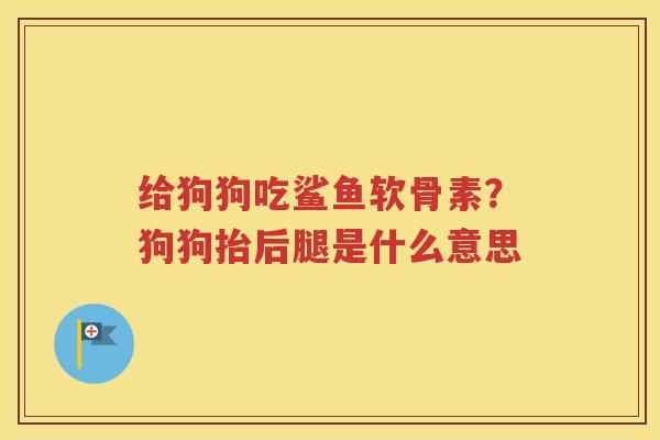 给狗狗吃鲨鱼软骨素?狗狗抬后腿是什么意思 给狗狗吃鲨鱼软骨素?狗狗抬后腿是什么意思