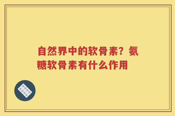 自然界中的软骨素？氨糖软骨素有什么作用
