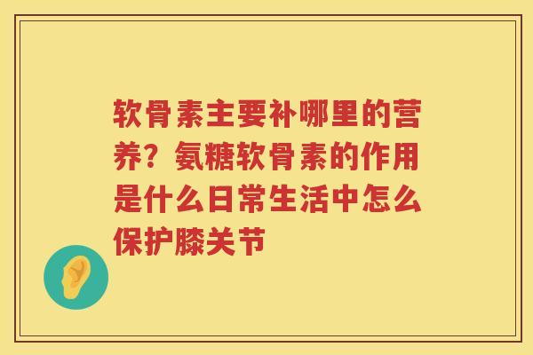 软骨素主要补哪里的营养?氨糖软骨素的作用是什么日常生活中怎么保护膝关节 软骨素主要补哪里的营养?氨糖软骨素的作用是什么日常生活中怎么保护膝关节