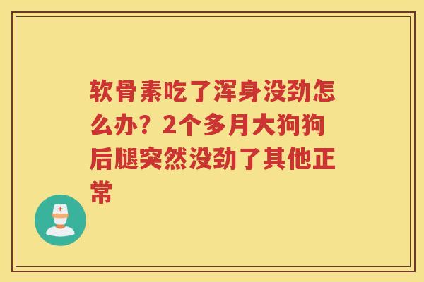 软骨素吃了浑身没劲怎么办?2个多月大狗狗后腿突然没劲了其他正常 软骨素吃了浑身没劲怎么办?2个多月大狗狗后腿突然没劲了其他正常