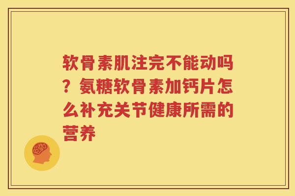 软骨素肌注完不能动吗?氨糖软骨素加钙片怎么补充关节健康所需的营养 软骨素肌注完不能动吗?氨糖软骨素加钙片怎么补充关节健康所需的营养