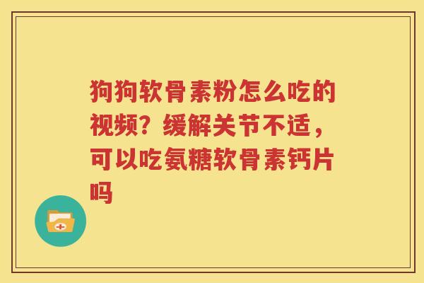 狗狗软骨素粉怎么吃的视频？缓解关节不适，可以吃氨糖软骨素钙片吗