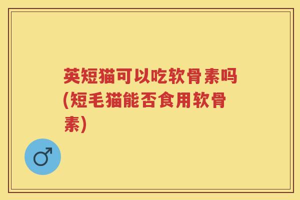 英短猫可以吃软骨素吗(短毛猫能否食用软骨素) 英短猫可以吃软骨素吗(短毛猫能否食用软骨素)