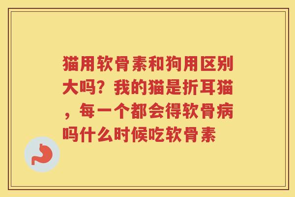 猫用软骨素和狗用区别大吗？我的猫是折耳猫，每一个都会得软骨吗什么时候吃软骨素