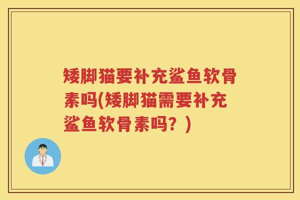 矮脚猫要补充鲨鱼软骨素吗(矮脚猫需要补充鲨鱼软骨素吗？)