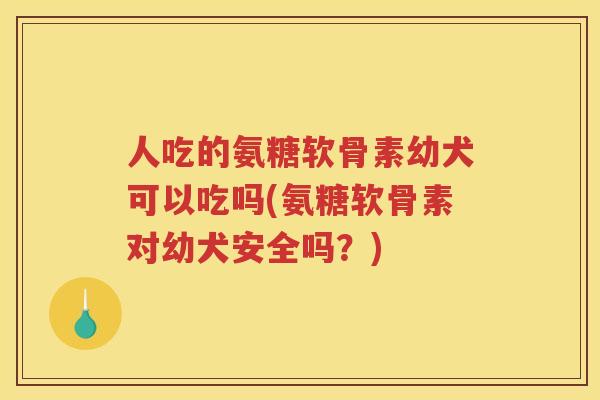 人吃的氨糖软骨素幼犬可以吃吗(氨糖软骨素对幼犬安全吗？)