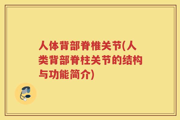 人体背部脊椎关节(人类背部脊柱关节的结构与功能简介) 人体背部脊椎关节(人类背部脊柱关节的结构与功能简介)