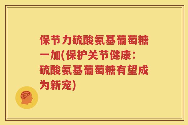 保节力硫酸氨基葡萄糖一加(保护关节健康:硫酸氨基葡萄糖有望成为新宠) 保节力硫酸氨基葡萄糖一加(保护关节健康:硫酸氨基葡萄糖有望成为新宠)