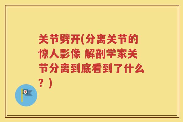 关节劈开(分离关节的惊人影像 解剖学家关节分离到底看到了什么?) 关节劈开(分离关节的惊人影像 解剖学家关节分离到底看到了什么?)