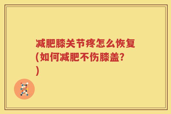 膝关节疼怎么恢复(如何不伤膝盖？)