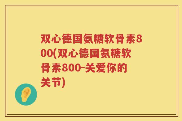 双心德国氨糖软骨素800(双心德国氨糖软骨素800-关爱你的关节) 双心德国氨糖软骨素800(双心德国氨糖软骨素800-关爱你的关节)