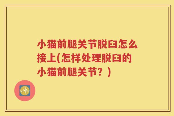 小猫前腿关节脱臼怎么接上(怎样处理脱臼的小猫前腿关节?) 小猫前腿关节脱臼怎么接上(怎样处理脱臼的小猫前腿关节?)
