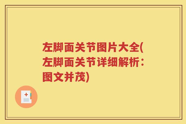左脚面关节图片大全(左脚面关节详细解析:图文并茂) 左脚面关节图片大全(左脚面关节详细解析:图文并茂)