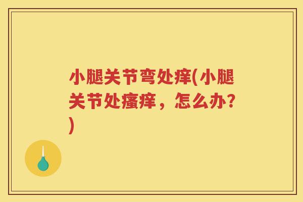 小腿关节弯处痒(小腿关节处,怎么办?) 小腿关节弯处痒(小腿关节处,怎么办?)