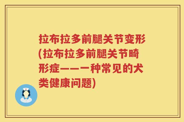 拉布拉多前腿关节变形(拉布拉多前腿关节畸形症——一种常见的犬类健康问题)