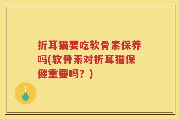 折耳猫要吃软骨素保养吗(软骨素对折耳猫保健重要吗?) 折耳猫要吃软骨素保养吗(软骨素对折耳猫保健重要吗?)