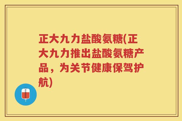 正大九力盐酸氨糖(正大九力推出盐酸氨糖产品,为关节健康保驾护航) 正大九力盐酸氨糖(正大九力推出盐酸氨糖产品,为关节健康保驾护航)