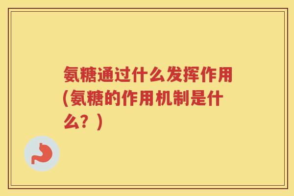 氨糖通过什么发挥作用(氨糖的作用机制是什么?) 氨糖通过什么发挥作用(氨糖的作用机制是什么?)