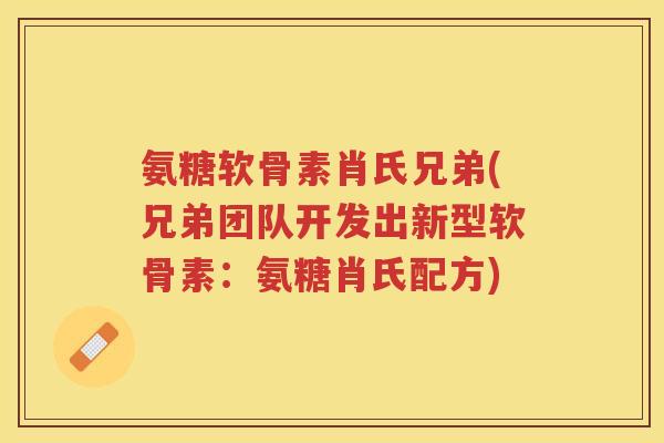 氨糖软骨素肖氏兄弟(兄弟团队开发出新型软骨素:氨糖肖氏配方) 氨糖软骨素肖氏兄弟(兄弟团队开发出新型软骨素:氨糖肖氏配方)