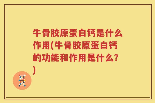 牛骨胶原蛋白钙是什么作用(牛骨胶原蛋白钙的功能和作用是什么?) 牛骨胶原蛋白钙是什么作用(牛骨胶原蛋白钙的功能和作用是什么?)
