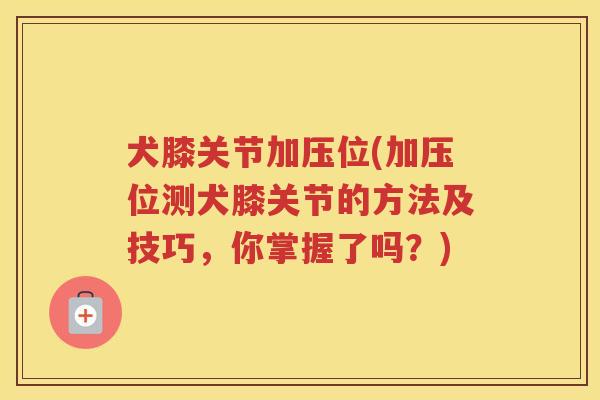 犬膝关节加压位(加压位测犬膝关节的方法及技巧，你掌握了吗？)