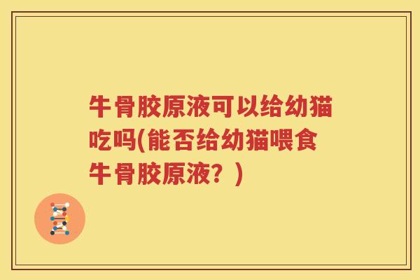 牛骨胶原液可以给幼猫吃吗(能否给幼猫喂食牛骨胶原液？)