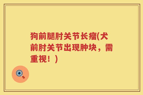 狗前腿肘关节长瘤(犬前肘关节出现肿块,需重视!) 狗前腿肘关节长瘤(犬前肘关节出现肿块,需重视!)