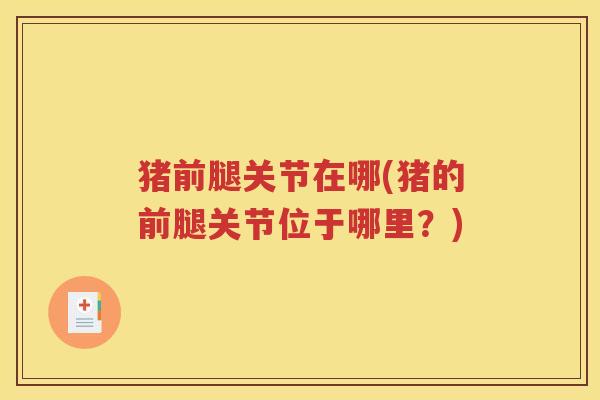猪前腿关节在哪(猪的前腿关节位于哪里?) 猪前腿关节在哪(猪的前腿关节位于哪里?)