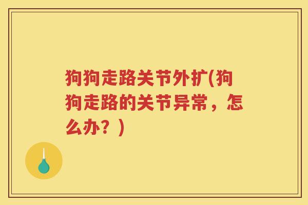 狗狗走路关节外扩(狗狗走路的关节异常,怎么办?) 狗狗走路关节外扩(狗狗走路的关节异常,怎么办?)