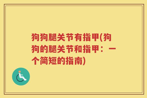 狗狗腿关节有指甲(狗狗的腿关节和指甲:一个简短的指南) 狗狗腿关节有指甲(狗狗的腿关节和指甲:一个简短的指南)