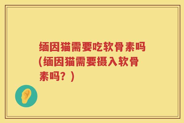 缅因猫需要吃软骨素吗(缅因猫需要摄入软骨素吗？)
