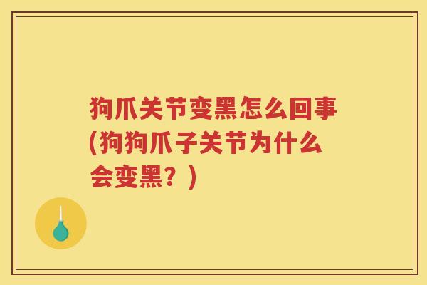 狗爪关节变黑怎么回事(狗狗爪子关节为什么会变黑？)
