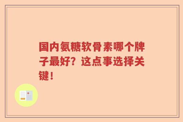 国内氨糖软骨素哪个牌子好?这点事选择关键! 国内氨糖软骨素哪个牌子好?这点事选择关键!