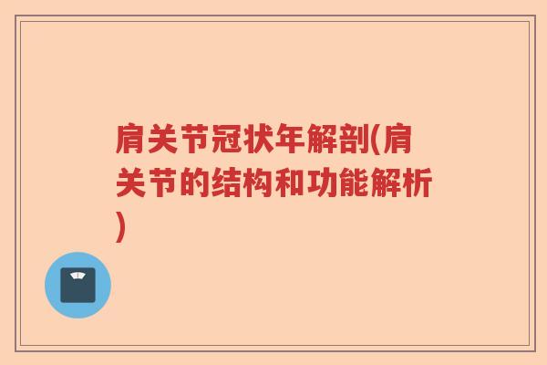 肩关节冠状年解剖(肩关节的结构和功能解析) 肩关节冠状年解剖(肩关节的结构和功能解析)