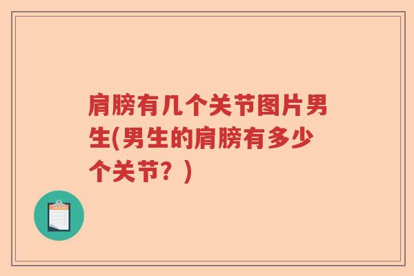 肩膀有几个关节图片男生(男生的肩膀有多少个关节？)