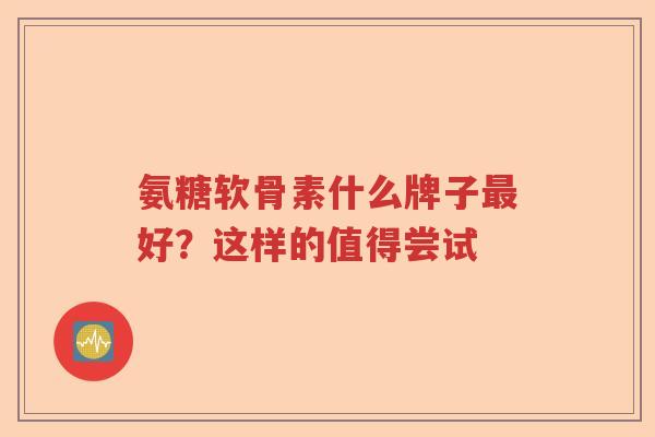 氨糖软骨素什么牌子好?这样的值得尝试 氨糖软骨素什么牌子好?这样的值得尝试
