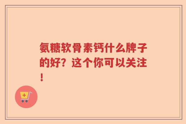 氨糖软骨素钙什么牌子的好?这个你可以关注! 氨糖软骨素钙什么牌子的好?这个你可以关注!