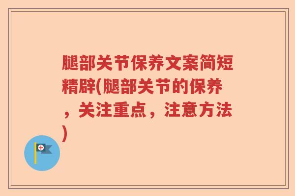 腿部关节保养文案简短精辟(腿部关节的保养，关注重点，注意方法)