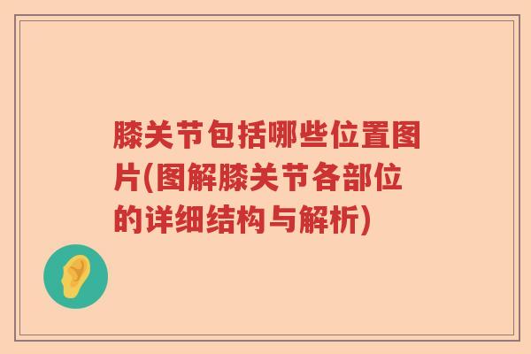 膝关节包括哪些位置图片(图解膝关节各部位的详细结构与解析) 膝关节包括哪些位置图片(图解膝关节各部位的详细结构与解析)