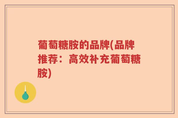 葡萄糖胺的品牌(品牌推荐:高效补充葡萄糖胺) 葡萄糖胺的品牌(品牌推荐:高效补充葡萄糖胺)