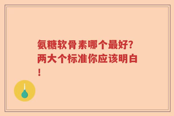 氨糖软骨素哪个好?两大个标准你应该明白! 氨糖软骨素哪个好?两大个标准你应该明白!