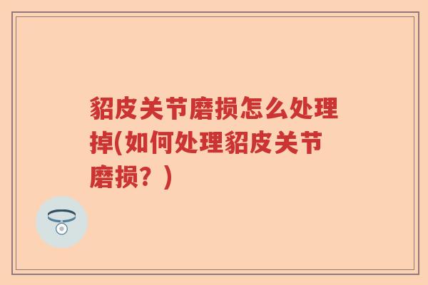貂皮关节磨损怎么处理掉(如何处理貂皮关节磨损?) 貂皮关节磨损怎么处理掉(如何处理貂皮关节磨损?)