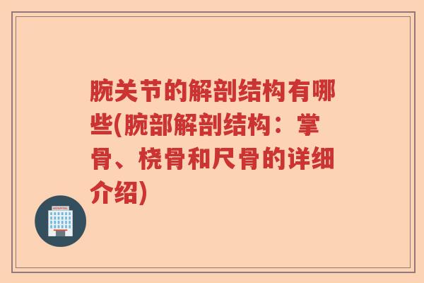 腕关节的解剖结构有哪些(腕部解剖结构:掌骨、桡骨和尺骨的详细介绍) 腕关节的解剖结构有哪些(腕部解剖结构:掌骨、桡骨和尺骨的详细介绍)