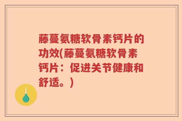 藤蔓氨糖软骨素钙片的功效(藤蔓氨糖软骨素钙片:促进关节健康和舒适。) 藤蔓氨糖软骨素钙片的功效(藤蔓氨糖软骨素钙片:促进关节健康和舒适。)